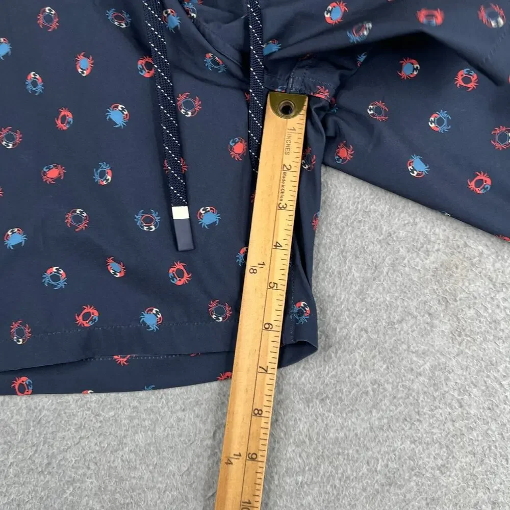 Salt Life Swim Shorts Navy Blue Crab Print Mens Size 36 Zip Fly Draw String
